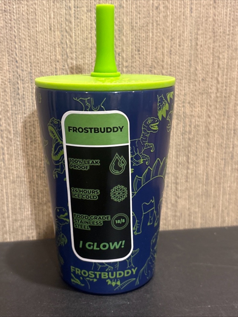 FrostBuddy​ Kids Stainless Steel Dinosaur Tumbler Cup Lid Straw NEW Frost Buddy